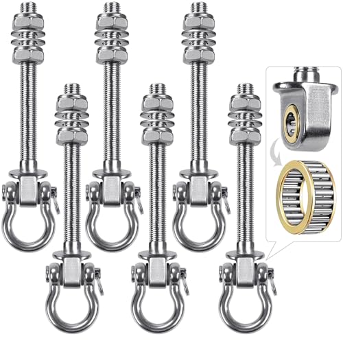 Dolibest Swing Hangers with Bearing - 6 Pack Stainless Steel 304 Hardware Hooks for Wood & Metal Beams, Ideal for Hanging Hammocks, Yoga Swings, Porch Swing, Boxing Bag 1500 LB Capacity- 5'' x M2/5'' - color: 6pcs