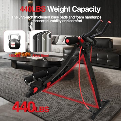 Dual Track Fitness Ab Machine Ab Cruncher, Adjustable Height Waist Trainer, Foldable Home Gym Equipment with 4 Adjustable Resistance Levels and Resistance Bands - size: Dual Tracks