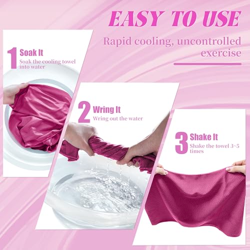 4 Pack Cooling Towels, Soft Breathable Cooling Towels for Neck and Face, Microfiber Gym Towels for Men and Women with Waterproof Bag & Carabiner, Sweat Towel for Yoga, Golf, Hiking, Running