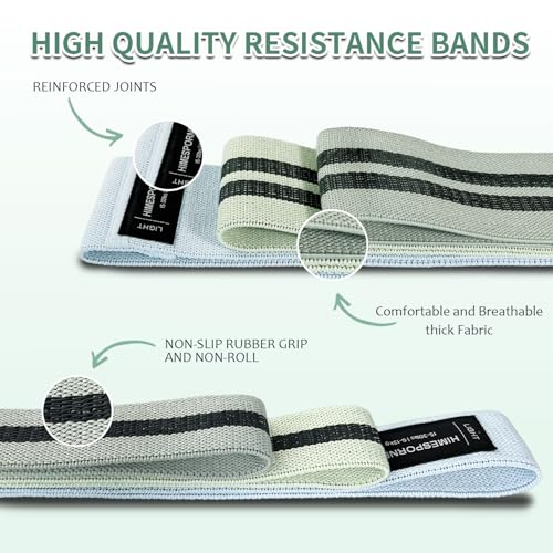 9 PCS Fabric Resistance Bands Set for Working Out, Non-Slip Exercise Booty Bands for Women & Men Leg and Glutes with Hair Ties and Tape Measure - for Home Gym Workout, Yoga, Pilates