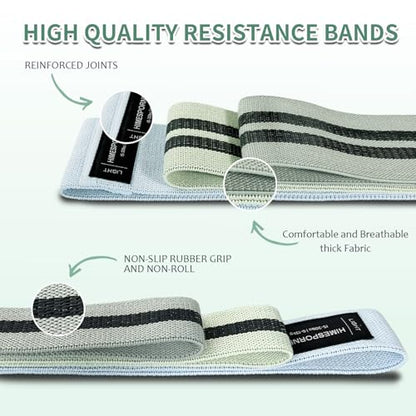 9 PCS Fabric Resistance Bands Set for Working Out, Non-Slip Exercise Booty Bands for Women & Men Leg and Glutes with Hair Ties and Tape Measure - for Home Gym Workout, Yoga, Pilates