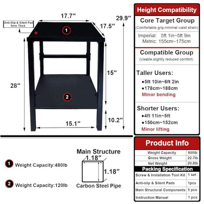 Commercial Heavy Duty Adjustable Dumbbell Stand & Kettlebell Stand, Adjustable Dumbbell Weight Rack, Kettlebell Storage Rack, Weight Rack for Garage/Home Gym/Commercial with Non-Slip Base, Anti-Tip Safety & Space-Saving Design, Weight Capacity 500/600/800