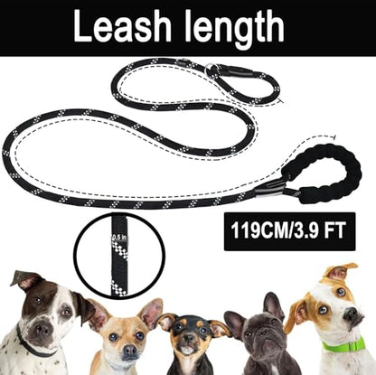 Dog Leash 3.9 FT, Durable Premium Quality Strong Training Rope Slip Leash - color: Black, size: 3.9 Feet x 1/2 Inch