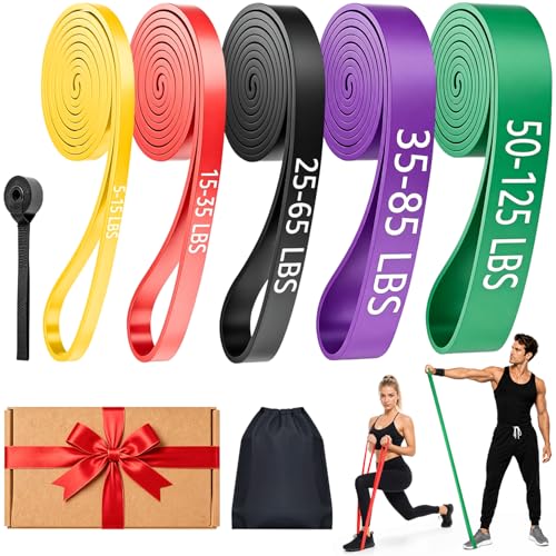 Resistance Bands, 5 Levels Pull Up Assistance Band Set with Door Anchor, Resistance Band for Working Out Fitness Training Physical Therapy, Exercise Bands for Men Women
