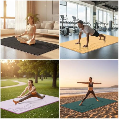 Extra Wide Yoga Mat 76"x40"x10mm TPE Double-Width Exercise Mat for Couples, Tall Yogis & Home Workouts, Non-Slip, Free of PVC & Latex - color: Green + Orange