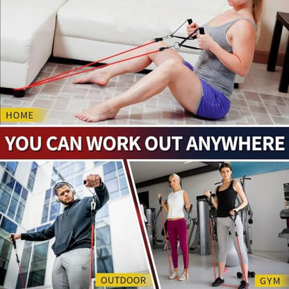 Wellesa 11Pc Resistance Bands Set for Exercise, Stretching and Workout Toning Tube Kit with Foam Handles, Door Anchor, Ankle Strap and Long Carry Bag for Men, Women