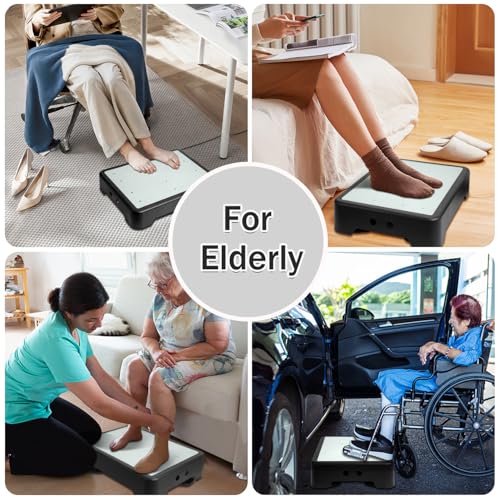 Adjustable Step Stool for Adults - Noctilucent Bed Step Stools, 600 LBS Capacity Non-Slip Safety Step Platform Indoor and Outdoor for Seniors and Adults, Wide Step Stools Elderly Assistance at Night