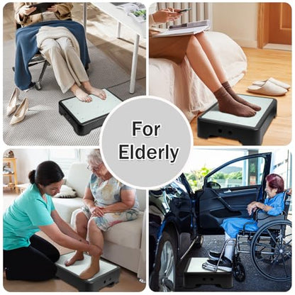 Adjustable Step Stool for Adults - Noctilucent Bed Step Stools, 600 LBS Capacity Non-Slip Safety Step Platform Indoor and Outdoor for Seniors and Adults, Wide Step Stools Elderly Assistance at Night