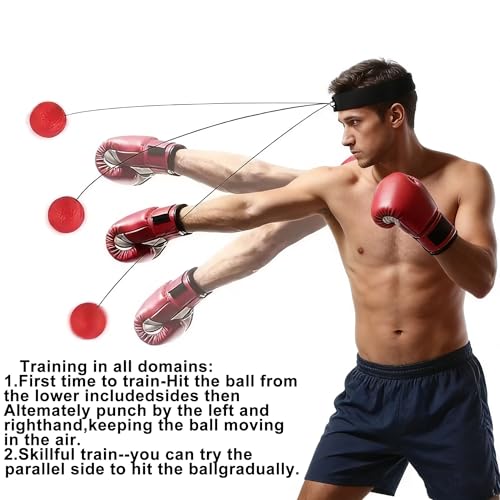 Boxing Reflex Ball with Adjustable Headband and Elastic Cord, Speed Training for Punching, Hand-Eye Coordination Fitness Martial Arts