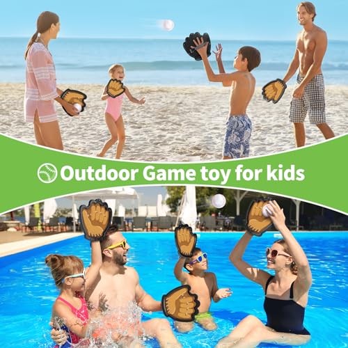 4 Pack Catch and Toss Ball Game,Toddler Baseball Catch and Toss Ball Set,Outdoor Sport Yard Beach Pool Game Toy,Boys & Girls Toy for Kids Toddlers, Fun Idea Gift for Kids