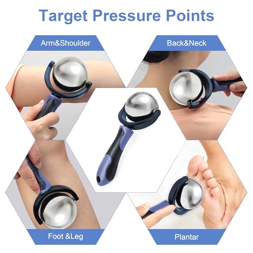 Cold Massage Roller Ball, Cold Therapy Relief, Portable Fitness Ice Roller Ball with Handle, Great Tool for Back/Neck Pain (Blue) - color: Blue