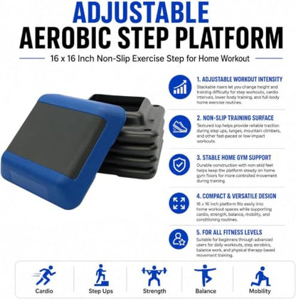 Gronk Fitness Aerobic Step Platform | Adjustable 16x16 Non-Slip