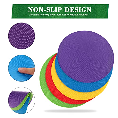 9 Inch Poly Spots Numbered Spot Markers for Gym Floor,10 Pcs Non-Slip Rubber Floor Dots with Numbers Poly Dots Flat Field Cones for Sports Training (Soccer/Basketball/PE), Dance & Classroom Activities