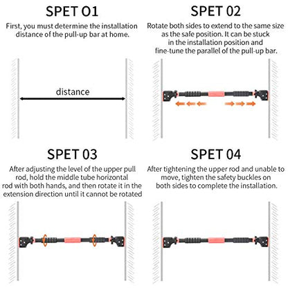 Pull Up Bar for Doorway, No Screws Required Chin Up Bar Adjustable Width with Locking Mechanism, Curved Base Safe and Stable for Home Exercise Fitness Strength Training& 200 KG