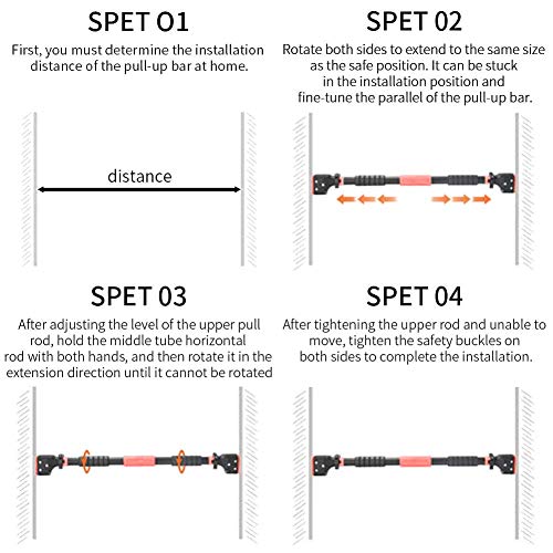 Pull Up Bar for Doorway, No Screws Required Chin Up Bar Adjustable Width with Locking Mechanism, Curved Base Safe and Stable for Home Exercise Fitness Strength Training& 200 KG - size: 115~130cm