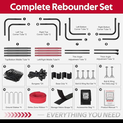 Volleyball Rebounder Net 40"x40" – Adjustable Angles Bounce Back Training Equipment for Volleyball, Baseball, Softball & Lacrosse, Durable, Portable, Easy Setup for Indoor & Outdoor Practice
