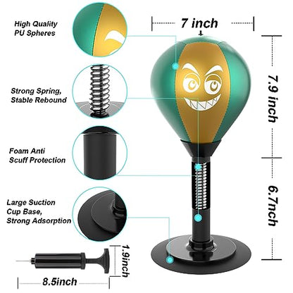 HZG Desktop Punching Bag, Stress Buster with Suction Cup for Office Table and Counters, Heavy Duty Stress Relief Ball, Desk Boxing Punch Ball, Funny Toys for Kids Coworkers and Friends - color: gold