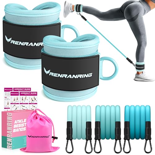 Ankle Resistance Bands with Cuffs, Ankle Bands for Working Out, Ankle Resistance Band for Legs and Glutes Workout Equipment, Butt Exercise Equipment for Women - color: Blue