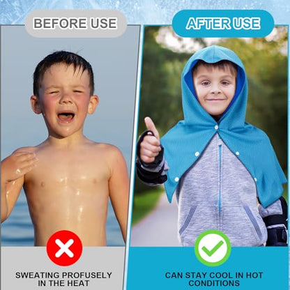 2 Pack Mini Kids Cooling Hoodie Towels for Neck and Face Cooling Towels UPF 50 Sun Protection Lightweight Soft Breathable Neck Head Wraps Cold for Kids Exercise Activities Sport Workout