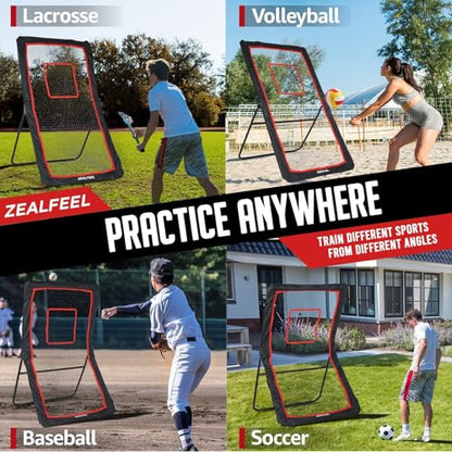 Lacrosse Rebounder, 4x7FT/4x6FT Volleyball Rebounder for Backyard with 5 Rebound Angles, Target Strip, Lacrosse Rebound Net Perfect for Lax Baseball Volleyball & Soccer Practice - size: 4×7ft Volleyball/Lacrosse Rebounder