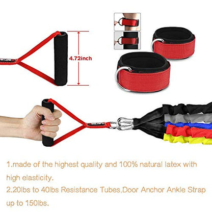 Resistance Bands Set, 15 Pack Exercise Resistance Tubes with Anti-Snap Heavy Duty Protective Nylon Sleeves,20lbs to 40lbs Resistance Tubes,Door Anchor Ankle Strap up to 150lbs