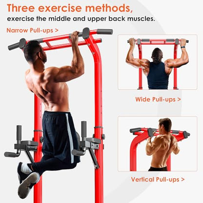 SogesPower Power Tower Pull Up Bar Station, Adjustable Height Pull Up Bar Stand for Home Gym, Multi-Function Pull Up Dip Station Dip Bar Strength Training Workout Equipment