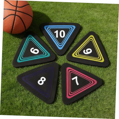 TOYANDONA 10pcs Non-Slip Football Triangle Field Markers with Numbers 1-10, Gym Agility Dots for Basketball Speed Training and Fitness Drills