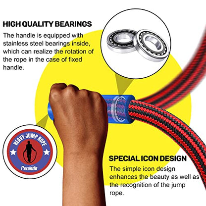 Weighted Jump Ropes with 360 Degree Rotation Handle.1 Inch 2.7LB/3LB Heavy Jump Rope for Men and Women,Jump Ropes for Fitness - color: Red
