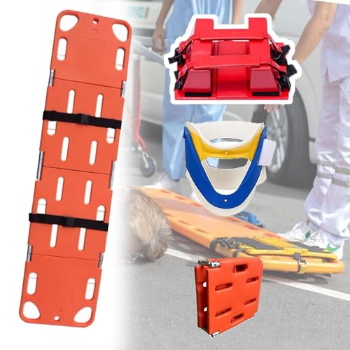 Plastic Emergency Rescue Spine Board,Portable Foldable Backboard Immobilization,Spine Board Stretcher with Backboard Straps,Weight Capacity 350lbs,for Hospitals/Clinics/Families/Sports Fields(4-fold) - size: 4-fold