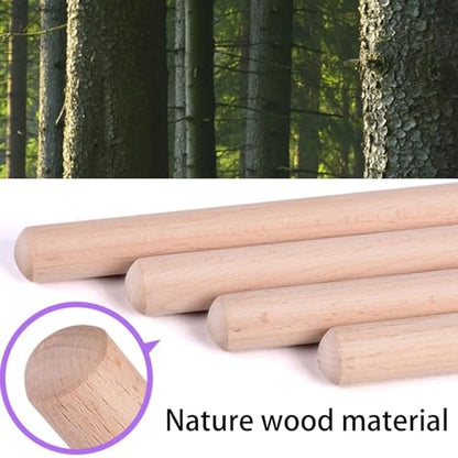 2PCS Yoga Rod Stick Set,Portable Pilates Bar Open Back Corrective Hump Round Wooden Stretching Tool with Buckle for Martial Artists Dancers Gymnasts - size: 23.6x0.8Inch