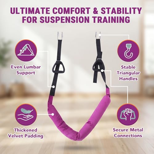 Hanging Ab Straps for Pull Up Bar, Adjustable Waist Stretcher Strap Aerial Yoga Flexibility Trainer for Back Stretching and Leg Mobility Exercises