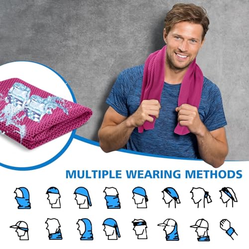 24 Pack Cooling Towels Bulk for Neck and Face 40"x12" Ice Cooling Sweat Rags Microfiber Soft Breathable Soft Chilly Towel for Yoga Golf Sport Running - color: Hot Pink