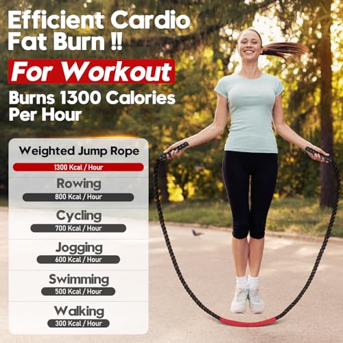 Weighted Jump Rope for Men and Women, 3lb 4lb 5lb Adult Heavy Skipping Rope, Jumprope for Fitness,Workout Equipment, Fitness Equipment for Home Gym Exercise,Improve Strength and Building Muscle - style: 3lb