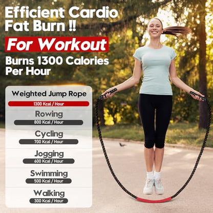 Weighted Jump Rope for Men and Women, 3lb 4lb 5lb Adult Heavy Skipping Rope, Jumprope for Fitness,Workout Equipment, Fitness Equipment for Home Gym Exercise,Improve Strength and Building Muscle - style: 3lb