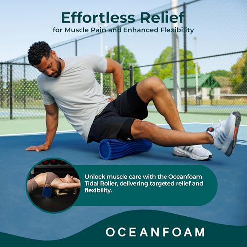 Tidal Roller - Royal Blue - Muscle Massage Foam Roller for Back Pain & Stretching - Firm and Ergonomic Wide Wave Textured - Yoga, Athletics, & Wellness - Full Size, 20" x 5" - color: Royal Blue