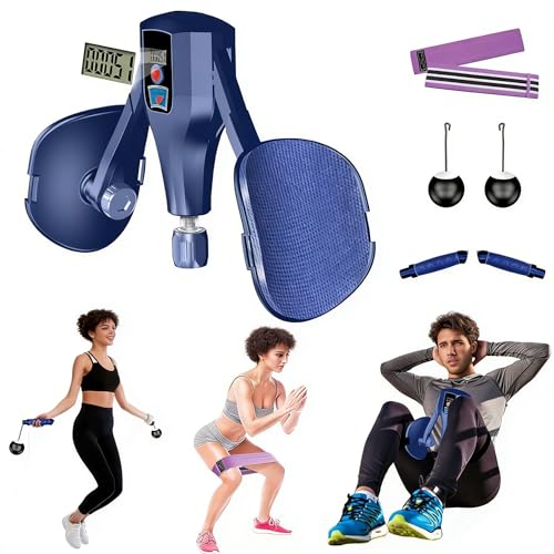 Kegel Trainer, Multi-Function 132 lbs Resistance Pelvic Floor Exercise Devices with Thigh Straps, Handles, Resistance Bands and Jump Rope, Kegel Trainer Hip Leg Toner Inner Kegel Exerciser - color: Blue
