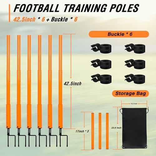 Hikeen Telescopic Length Soccer Poles Fixed & Collapsible Options Agility Training Hurdles and Football Obstacle for Teenager Soccer Training Outdoor Sports Speed Training Equipment