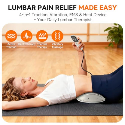 Electric Lumbar & Back Stretching Massager with Airbag Stretch, Vibration Massage, Auto Mode | for Home Relaxation, Ideal Gift (White) - color: White