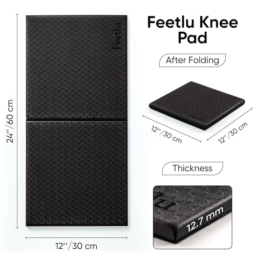 Yoga Knee Pad Cushion Exercise Knee Pad Folding, 1/2" Thick 24"x12" Eliminate Pain During Yoga or Exercise Workout– Extra Thick Padding& Support for Yoga Pilates, Fitness Exercise