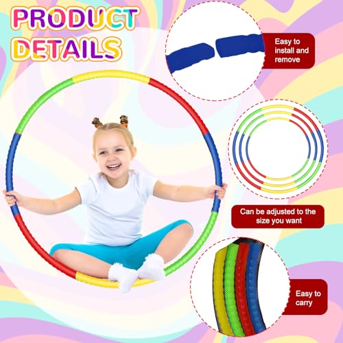 Syhood 12 Pcs Hoops for Kids Plastic, Green, Pink, Yellow, Dark Blue - color: Green, Pink, Yellow, Dark Blue