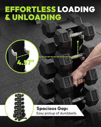 HANDBODE A-Frame Dumbbell Rack Heavy Duty Weight Stand for Dumbbells, Space-Saving Metal Storage Organizer, Sturdy Dumbbell Holder for Home Gym - style: 450 lb Set (20, 25, 30, 40, 50, 60 lb) *2 & Rack