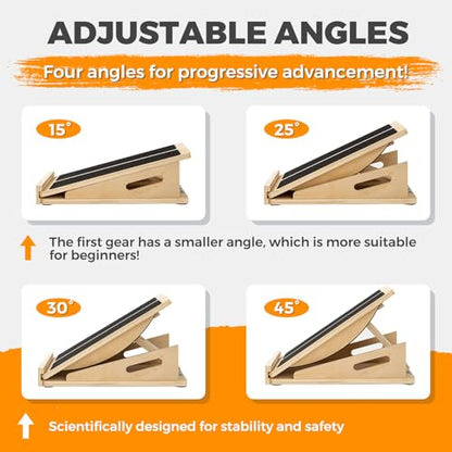 2-in-1 Wooden Balance Board and Slant Board for Adults, 15-35° Angle