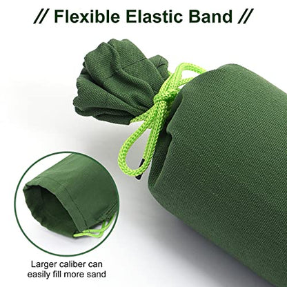 PATIKIL 6' x 6" Sand Bag for Flooding, 5 Pack Long Canvas Sandbags Thickened Water barriers for Flooding with Binding Elastic Band for Door Flood Control, Green