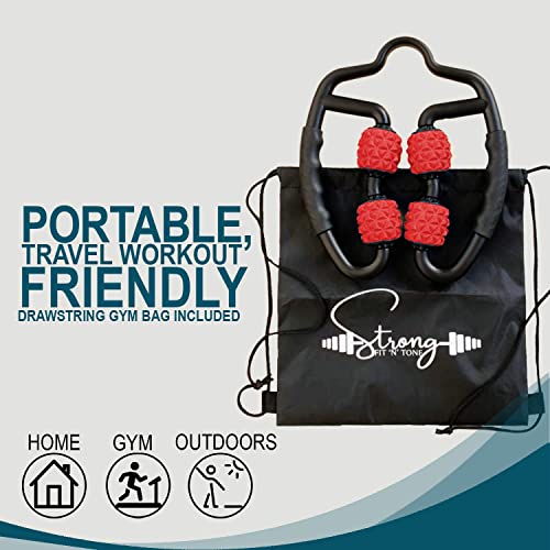 Muscle Roller for Muscles Deep Tissue/w Drawstring Gym Bag | Cellulite Remover Myofascial Massage Tool - Tennis Elbow Massager, Calf, Leg n Forearm Roller I High Density Foam Roller - color: Red