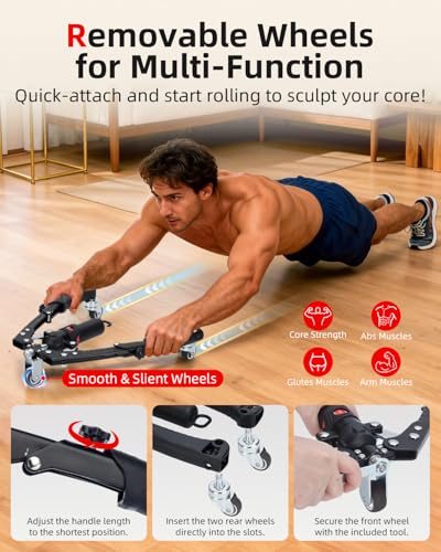 Abahub Twister Arm Exerciser, Hydraulic Power Chest Expander Max 440 LBS - color: Black, size: With Wheels