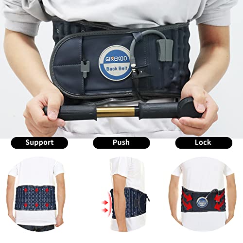 Decompression Belt - Inflatable Spinal Traction Brace for Lumbar Support and Lower Back Pain, Back Reliever for Men and Women, Navy Blue (29-49 Inch Waist)