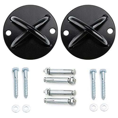 Hipiwe 2Pcs Wall Mount Bracket for Suspension Straps Ceiling Anchor Hooks - color: Black