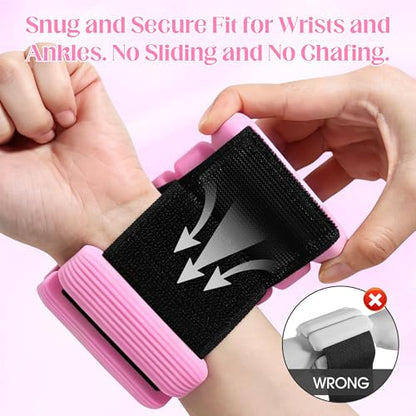 Wrist Weights Set, 2Pack Adjustable Ankle Weights for Women/Men(1 lb Each), Silicone Weighted Bangles for Yoga, Pilates, Running & Walking, Arm & Leg Weights - color: Pink