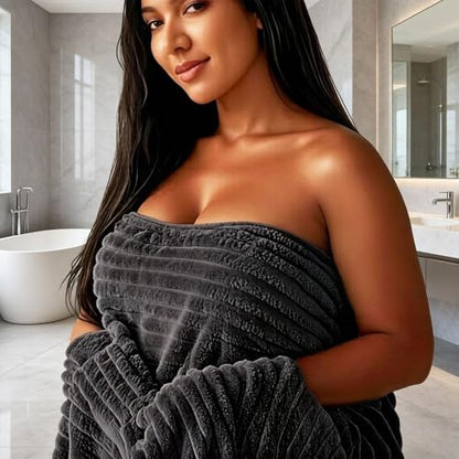 Luxury 4-Piece Quick-Dry Bath Towel Set 27.5X 55 Inches – Ultra Soft Microfiber for Bathroom, Bar, Pool, Gym & Travel – Elegant Twill Design - color: Darkgrey-lightgrey-coffe-orange