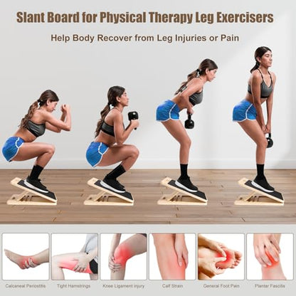 Slant Board for Calf Stretching, 4 Position Adjustable Incline Board for Calf Stretcher, Calf & Hamstring Flexibility, Non-Slip Surface, 350 lbs Balance Board for Home, Gym, Office